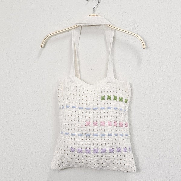 X-Pattern Crochet Tote Bag