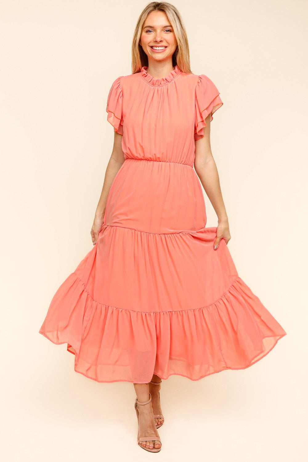 multi layered dresses Nox Anabel T133 Backless Tiered Homecoming Dress Sage Green / 2 main image 1