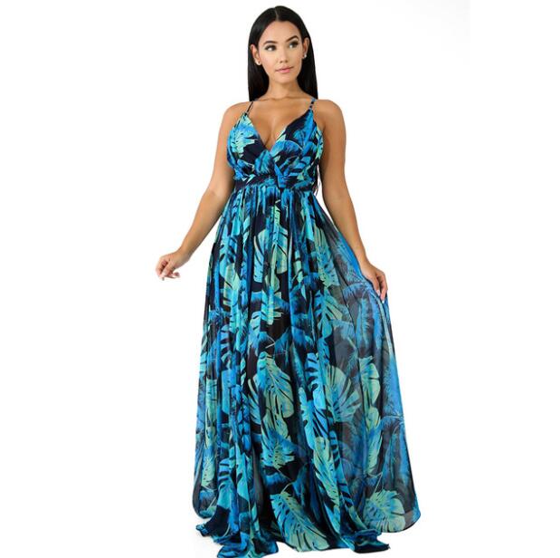 V Neck Backless Long Dress Vestidos