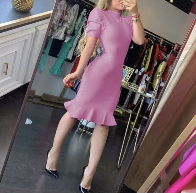 High Quality Black Purple Short Sleeve Ruffles Rayon Bandage Dress Elegant Club Party Dress Vestidos