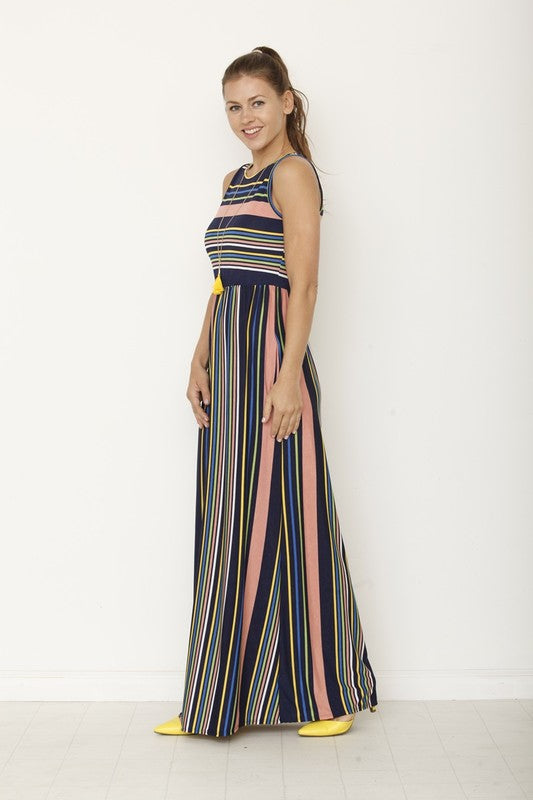 Multi stripe maxi dress