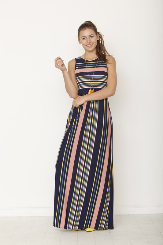 Multi stripe maxi dress