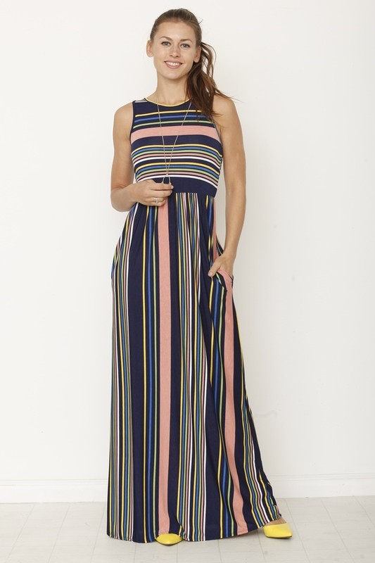 Multi stripe maxi dress