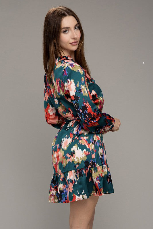 Floral satin dress