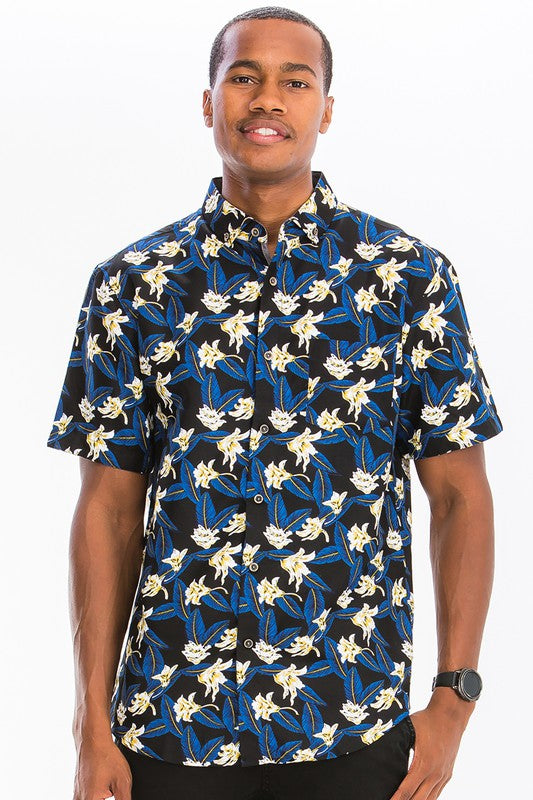 Men's Hawaiian Print Button Down Shirt