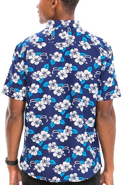 Men's Hawaiian Print Button Down Shirt