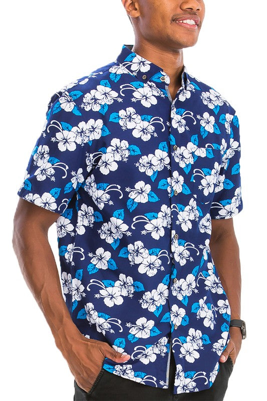 Men's Hawaiian Print Button Down Shirt