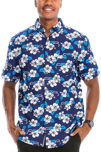 Men's Hawaiian Print Button Down Shirt