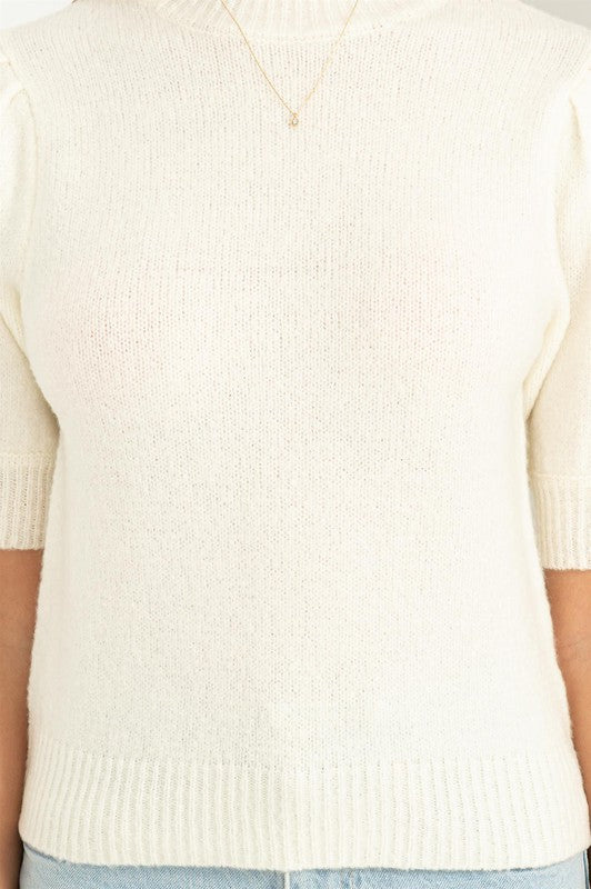 LOVELY EMBRACE PUFF SLEEVE SWEATER TOP