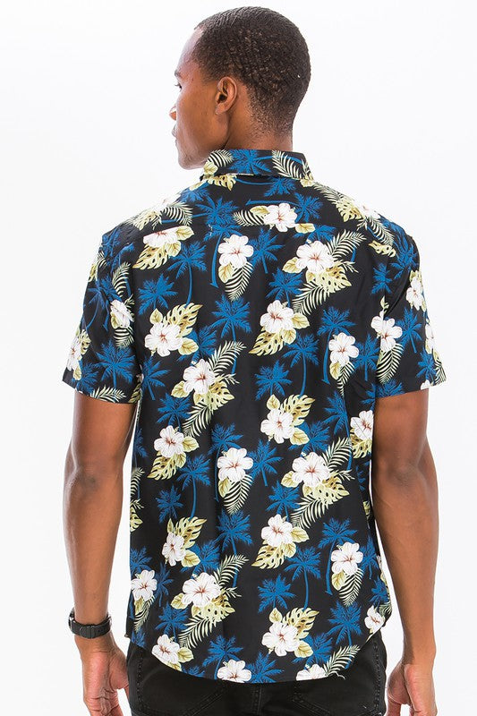 Men's Hawaiian Print Button Down Shirt