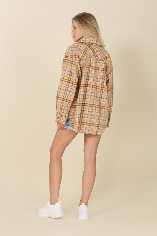 Plaid shacket with pockets