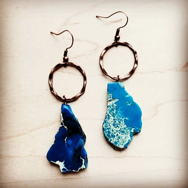 Blue Regalite Chunky Earrings