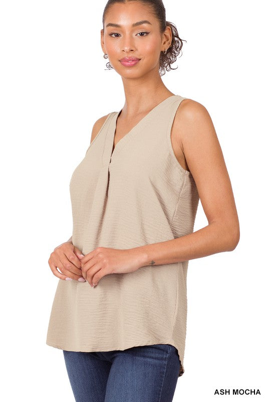 WOVEN AIRFLOW V-NECK SLEEVELESS