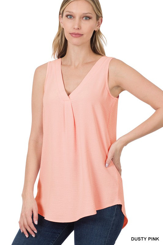 WOVEN AIRFLOW V-NECK SLEEVELESS