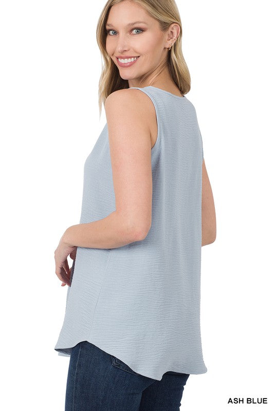 WOVEN AIRFLOW V-NECK SLEEVELESS