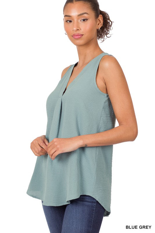 WOVEN AIRFLOW V-NECK SLEEVELESS