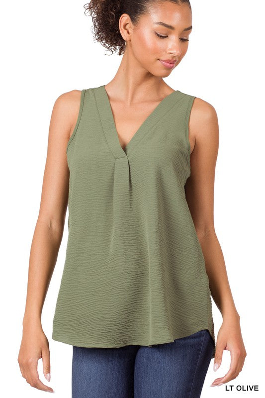 WOVEN AIRFLOW V-NECK SLEEVELESS