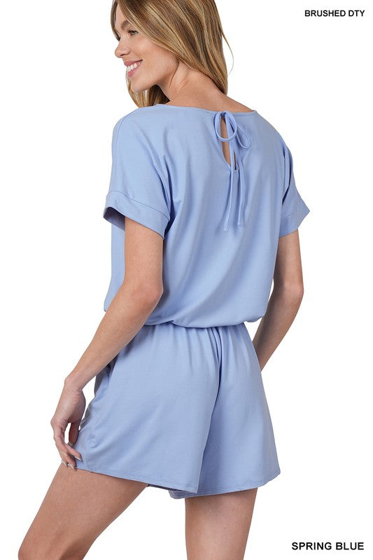 BRUSHED DTY ROMPER WITH POCKETS