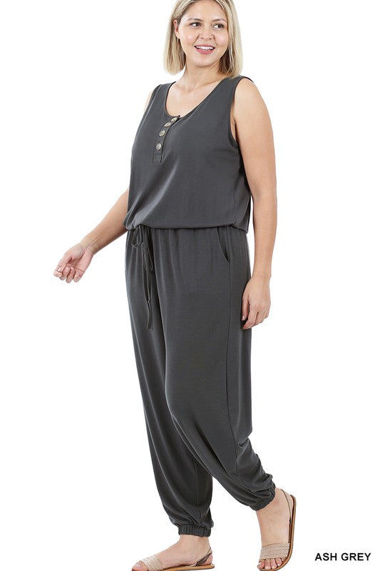 PLUS SLEEVELESS JOGGER JUMPSUIT