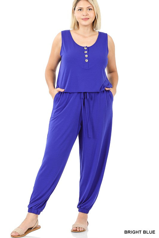 PLUS SLEEVELESS JOGGER JUMPSUIT