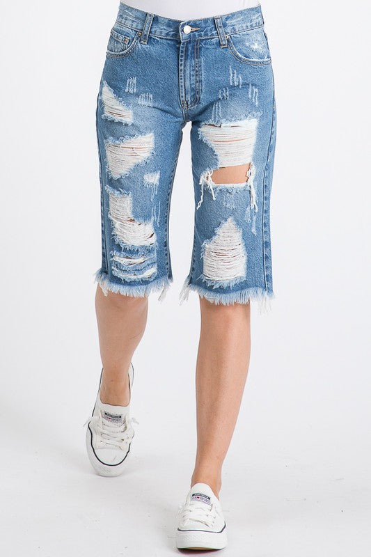 FRYAED HEM BERMUDA SHORTS