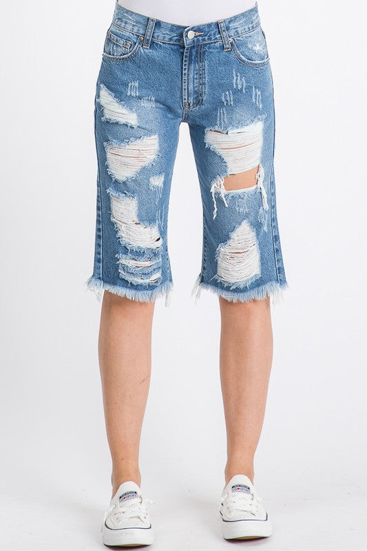 FRYAED HEM BERMUDA SHORTS