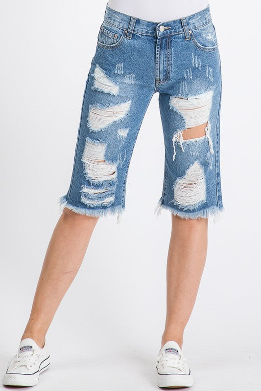 FRYAED HEM BERMUDA SHORTS