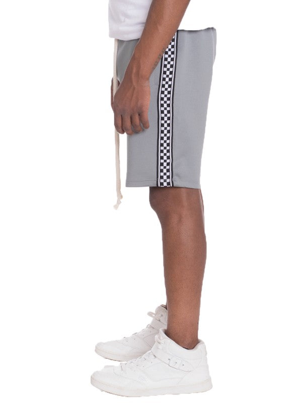 Mens Checkered Stripe Track Shorts