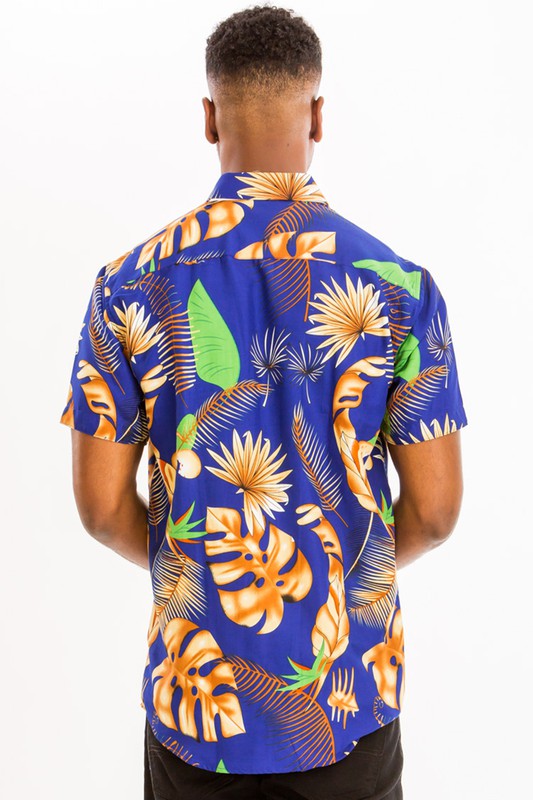 Men's Hawaiian Print Button Down Shirt