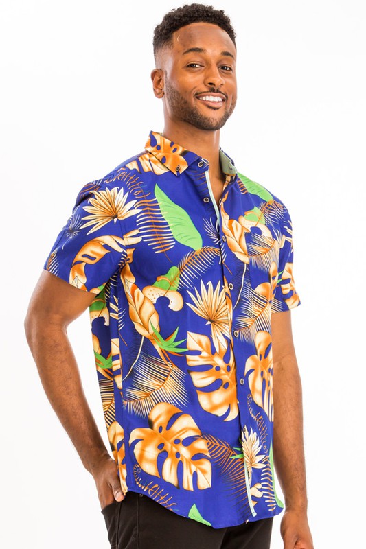 Men's Hawaiian Print Button Down Shirt