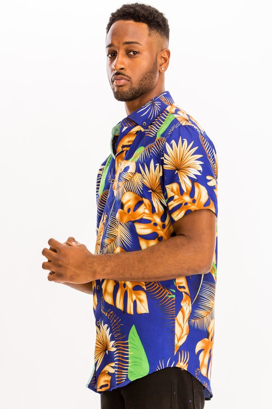 Men's Hawaiian Print Button Down Shirt