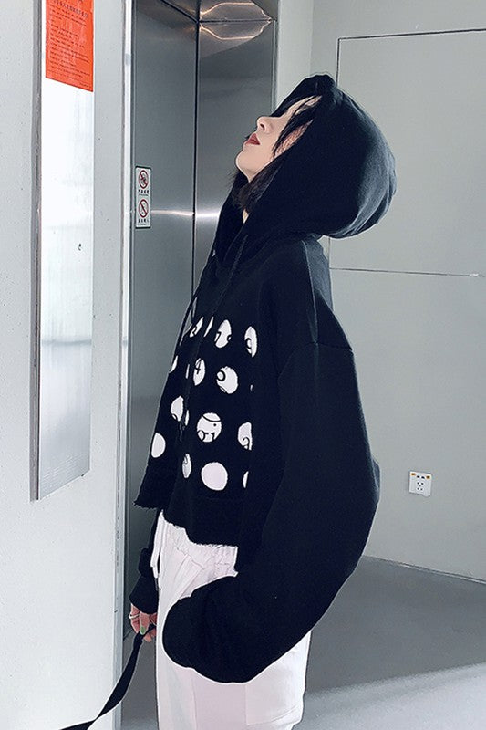Double Layers Cut Out Hoodie