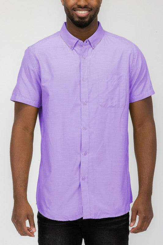 MENS PASTEL COLOR SHORT SLEEVE BUTTON DOWN