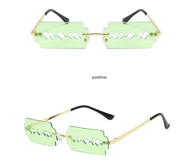 Rimless Rectangle Razor Blade Party Sunglasses