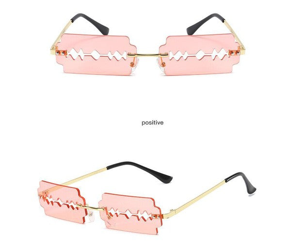 Rimless Rectangle Razor Blade Party Sunglasses