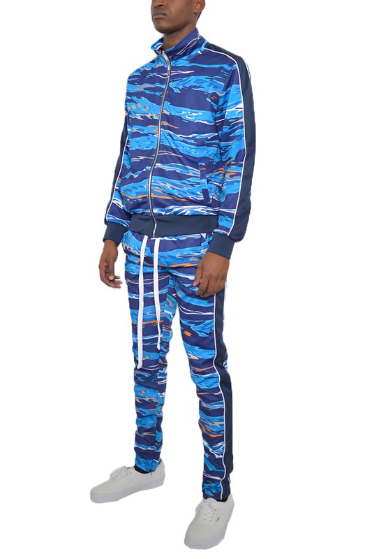 Men's Print Full Zip Track Suit Set