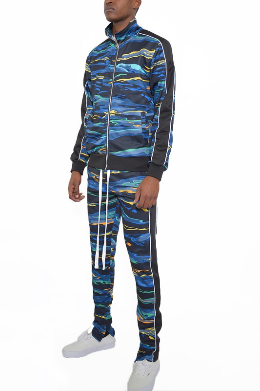 Men's Print Full Zip Track Suit Set