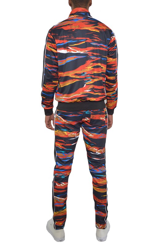 Men's Print Full Zip Track Suit Set