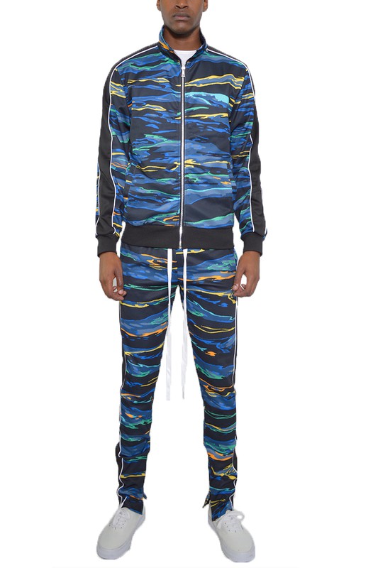 Men's Print Full Zip Track Suit Set