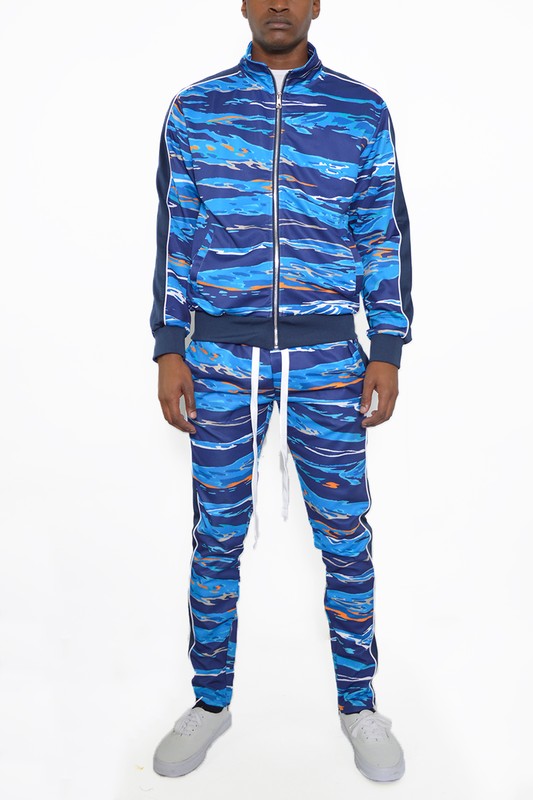 Men's Print Full Zip Track Suit Set