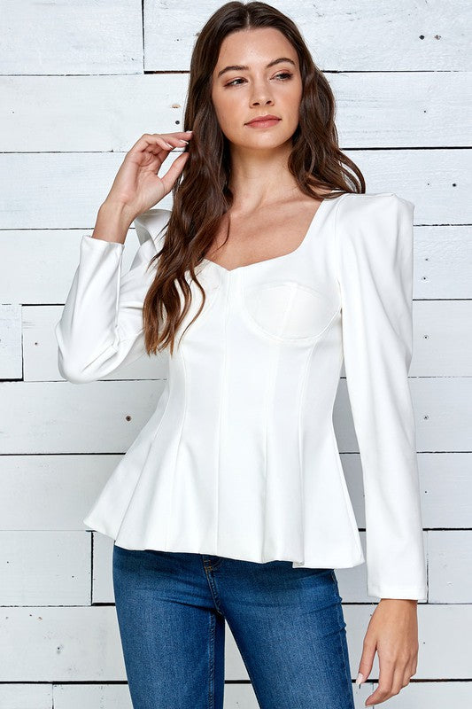 Square Neck Peplum Corset Top