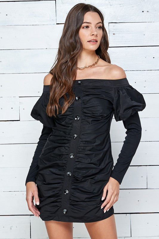 Off the Shoulder Bodycon Ruched Dress