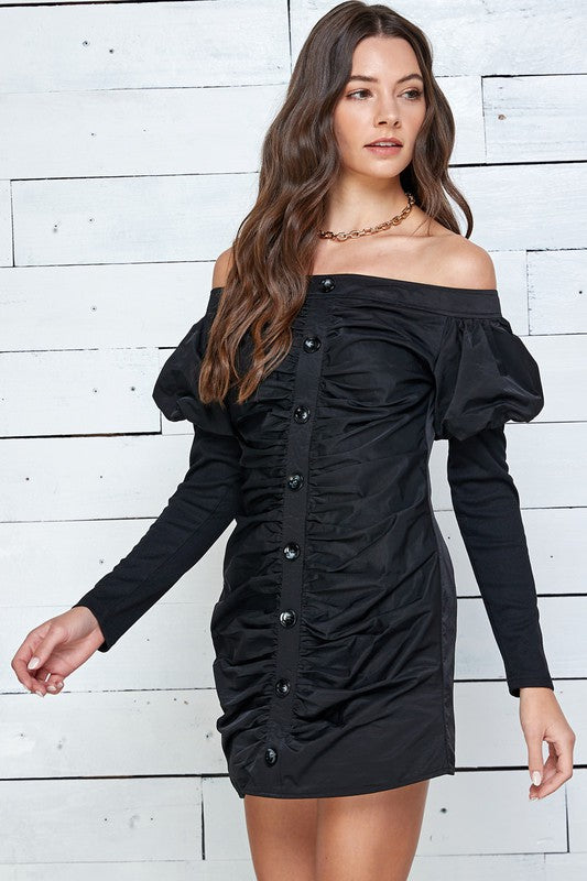 Off the Shoulder Bodycon Ruched Dress