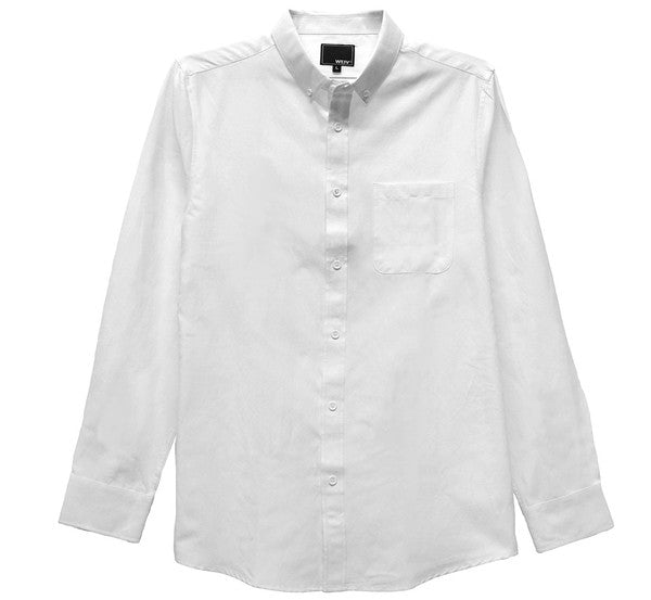 Mens White Long Sleeve Button Down Shirt