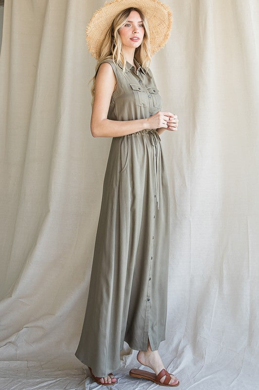 BUTTON DOWN MAXI DRESS