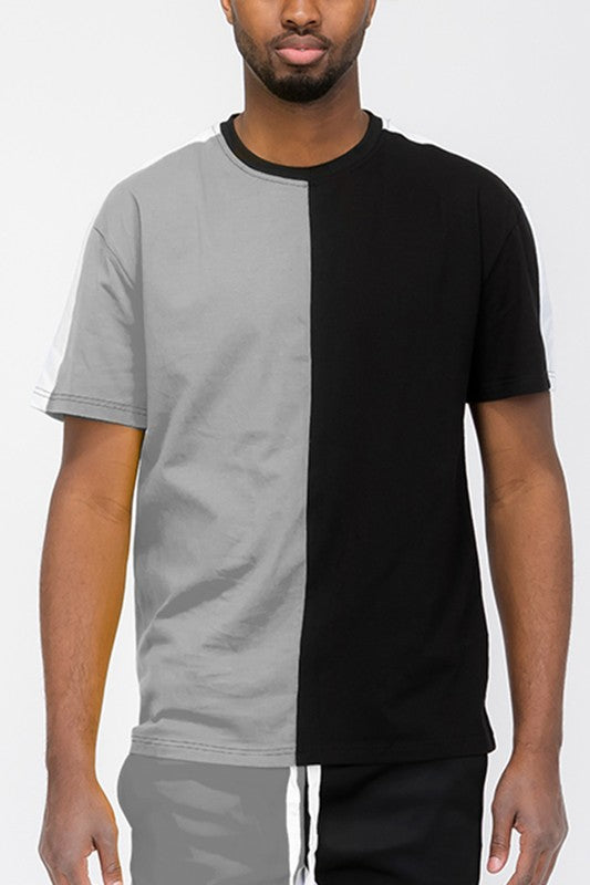 Two Tone Color Block Short Sleeve T-Shirt