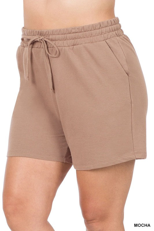 PLUS FRENCH TERRY DRAWSTRING WAIST SHORTS