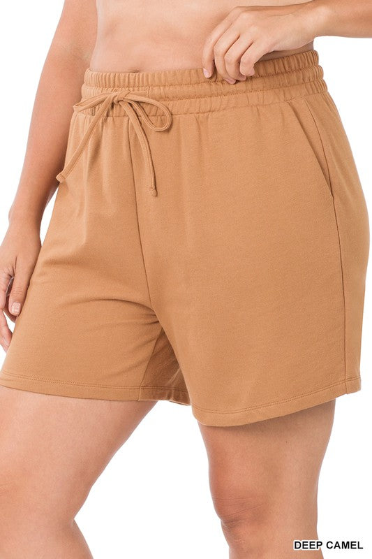 PLUS FRENCH TERRY DRAWSTRING WAIST SHORTS