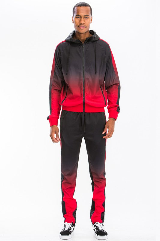 Black Red Full Zip Ombre Track Suit