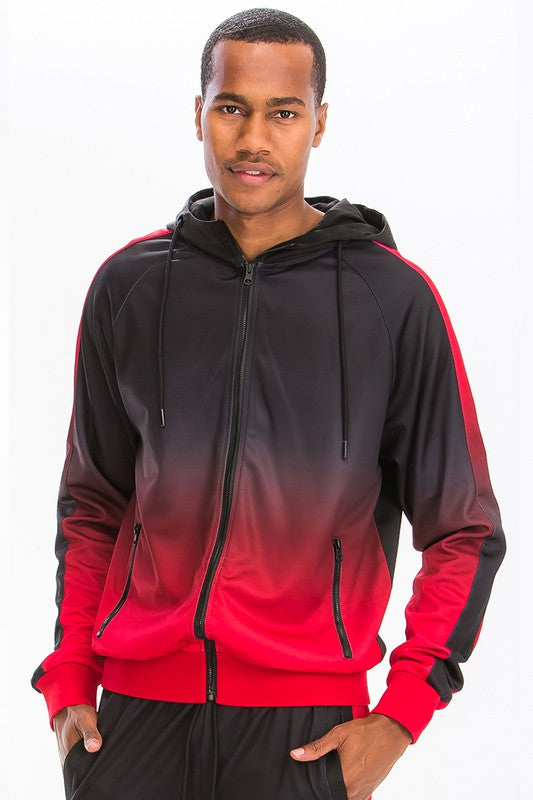 Black Red Full Zip Ombre Track Suit